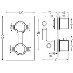 Mexen Cube DR02 set de  dus incastrat   cu  dus  de ploaie 25 cm, rose auriu - 77502DR0225-60