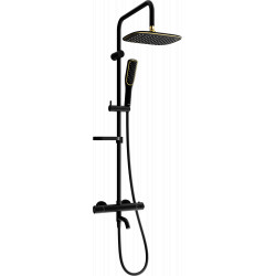 Mexen KX49  un set de Cada- dus  cu cap de  dus  cu efect de ploaie si  robinet termostatic ,  negru/ auriu - 779004991-75 Baterie de dus 467680 Mexen