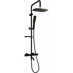 Mexen KX49  un set de Cada- dus  cu cap de  dus  cu efect de ploaie si  robinet termostatic ,  negru/ auriu - 779004991-75 Baterie de dus 467680 Mexen