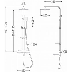 Mexen CQ45  un set de Cada- dus  cu cap de  dus  cu efect de ploaie si  robinet termostatic , chrom - 779104595-00