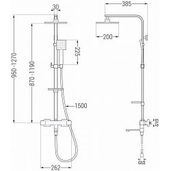 Mexen CQ45  un set de Cada- dus  cu cap de  dus  cu efect de ploaie si  robinet termostatic , chrom - 779104595-00