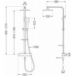 Mexen CQ45  un set de Cada- dus  cu cap de  dus  cu efect de ploaie si  robinet termostatic ,  negru - 779104595-70