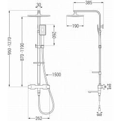Mexen CQ54  un set de Cada- dus  cu cap de  dus  cu efect de ploaie si  robinet termostatic ,  alb/chrom - 779105495-21