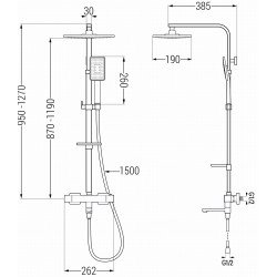 Mexen CQ54  un set de Cada- dus  cu cap de  dus  cu efect de ploaie si  robinet termostatic ,  alb/chrom - 779105495-21