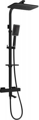 Mexen CQ54  un set de Cada- dus  cu cap de  dus  cu efect de ploaie si  robinet termostatic ,  negru/chrom - 779105495-71