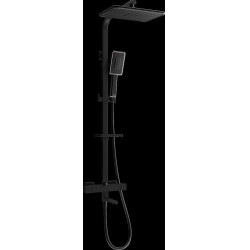 Mexen CQ54  un set de Cada- dus  cu cap de  dus  cu efect de ploaie si  robinet termostatic ,  negru/chrom - 779105495-71 Baterie de dus 467680 Mexen