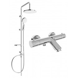 Mexen Erik un set de Cada- dus  cu cap de  dus  cu efect de ploaie si  baterie termostatica  pentru baie Kai, chrom - 77300205-00 Baterie de dus 467680 Mexen