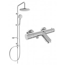 Mexen Carl un set de Cada- dus  cu cap de  dus  cu efect de ploaie si  baterie termostatica  pentru baie Kai, chrom - 77300240-00 Baterie de dus 467680 Mexen