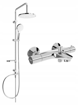 Mexen Erik un set de Cada- dus  cu cap de  dus  cu efect de ploaie si  baterie termostatica  pentru baie Nox, chrom - 77350205-00