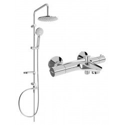 Mexen Carl un set de Cada- dus  cu cap de  dus  cu efect de ploaie si  baterie termostatica  pentru baie Nox, chrom - 77350240-00 Baterie de dus 467680 Mexen