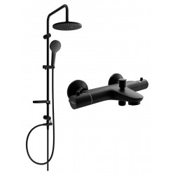 Mexen Erik un set de Cada- dus  cu cap de  dus  cu efect de ploaie si  baterie termostatica  pentru baie Nox,  negru - 77350205-70 Baterie de dus 467680 Mexen
