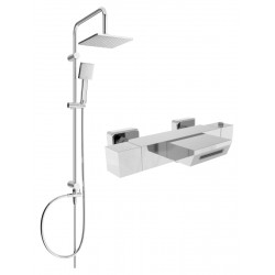 Mexen Tord un set de Cada- dus  cu cap de  dus  cu efect de ploaie si  baterie termostatica  pentru baie Cube, chrom - 77360200-00 Baterie de dus 467680 Mexen