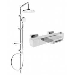 Mexen Erik un set de Cada- dus  cu cap de  dus  cu efect de ploaie si  baterie termostatica  pentru baie Cube, chrom - 77360205-00 Baterie de dus 467680 Mexen
