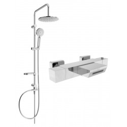 Mexen Carl un set de Cada- dus  cu cap de  dus  cu efect de ploaie si  baterie termostatica  pentru baie Cube, chrom - 77360240-00 Baterie de dus 467680 Mexen