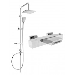 Mexen Sven un set de Cada- dus  cu cap de  dus  cu efect de ploaie si  baterie termostatica  pentru baie Cube, chrom - 77360262-00 Baterie de dus 467680 Mexen