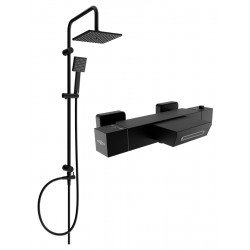 Mexen Tord un set de Cada- dus  cu cap de  dus  cu efect de ploaie si  baterie termostatica  pentru baie Cube,  negru - 77360200-70 Baterie de dus 467680 Mexen