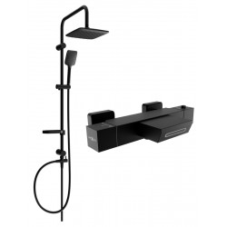 Mexen Sven un set de Cada- dus  cu cap de  dus  cu efect de ploaie si  baterie termostatica  pentru baie Cube,  negru - 77360262-70 Baterie de dus 467680 Mexen