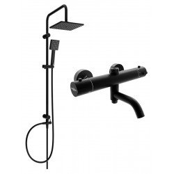 Mexen Tord set Cada- dus  cu cap de  dus  cu efect de ploaie si  baterie termostatica  Cada- dus   Kai,  negru - 77900200-70 Baterie de dus 467680 Mexen