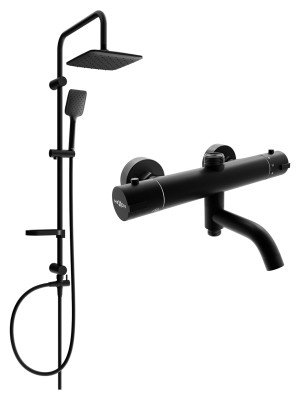 Mexen Sven set Cada- dus  cu cap de  dus  cu efect de ploaie si  baterie termostatica  Cada- dus   Kai,  negru - 77900262-70