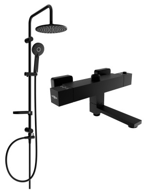 Mexen Carl set Cada- dus  cu cap de  dus  cu efect de ploaie si  baterie termostatica  Cada- dus   Cube,  negru - 77910240-70
