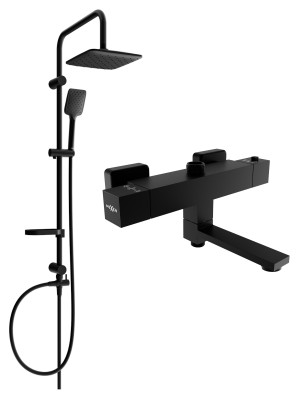 Mexen Sven set Cada- dus  cu cap de  dus  cu efect de ploaie si  baterie termostatica  Cada- dus   Cube,  negru - 77910262-70