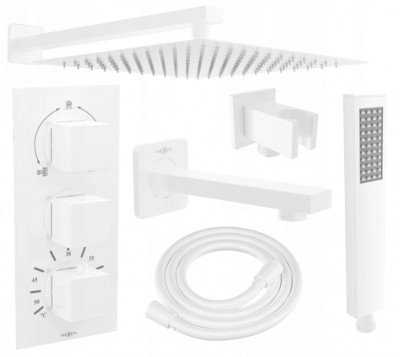 Mexen Cube DR02  set de Cada si   dus  ascuns cu cap de  dus  cu efect de ploaie 30 cm,  alb - 77503DR0230-20