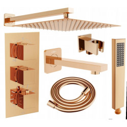 Mexen Cube DR02  set de Cada si   dus  ascuns cu cap de  dus  cu efect de ploaie 30 cm, rose auriu - 77503DR0230-60 Baterie de dus 467680 Mexen