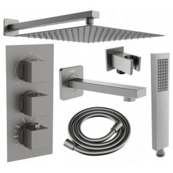 Mexen Cube DR02  set de Cada si   dus  ascuns cu cap de  dus  cu efect de ploaie 30 cm, grafit - 77503DR0230-66 Baterie de dus 467680 Mexen