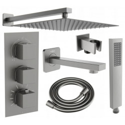 Mexen Cube DR02  set de Cada si   dus  ascuns cu cap de  dus  cu efect de ploaie 30 cm, grafit - 77503DR0230-66 Baterie de dus 467680 Mexen