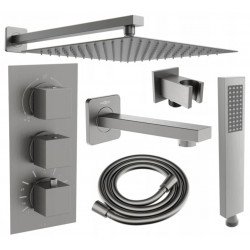 Mexen Cube DR02  set de Cada si   dus  ascuns cu cap de  dus  cu efect de ploaie 30 cm, grafit - 77503DR0230-66 Baterie de dus 467680 Mexen