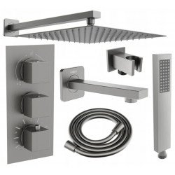 Mexen Cube DR02  set de Cada si   dus  ascuns cu cap de  dus  cu efect de ploaie 30 cm, grafit - 77503DR0230-66 Baterie de dus 467680 Mexen