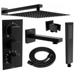 Mexen Cube DR02  set de Cada si   dus  ascuns cu cap de  dus  cu efect de ploaie 25 cm,  negru - 77503DR0225-70