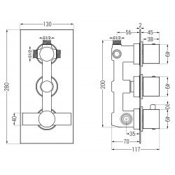 Mexen Cube DR02  set de Cada si   dus  ascuns cu cap de  dus  cu efect de ploaie 25 cm, grafit - 77503DR0225-66