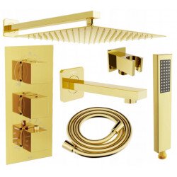 Mexen Cube DR02  set de Cada si   dus  ascuns cu cap de  dus  cu efect de ploaie 25 cm,  auriu - 77503DR0225-50