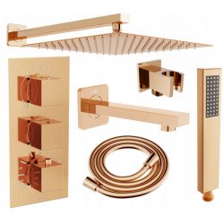 Mexen Cube DR02  set de Cada si   dus  ascuns cu cap de  dus  cu efect de ploaie 25 cm, rose auriu - 77503DR0225-60 Baterie de dus 467680 Mexen