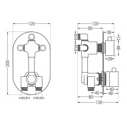 Mexen Kai DR70  set de Cada si   dus  ascuns cu cap de  dus  cu efect de ploaie 30 cm, rose auriu - 77602DR70301-60