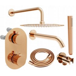 Mexen Kai DR70  set de Cada si   dus  ascuns cu cap de  dus  cu efect de ploaie 25 cm, rose auriu - 77602DR70251-60