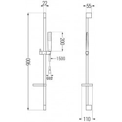 Mexen DS72  set bara de  dus  ,  negru  - 785724583-70