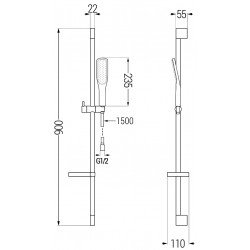 Mexen DS49  set bara de  dus  ,  negru  - 785494583-75