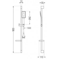 Mexen DS54  set bara de  dus  ,  negru  - 785544583-71