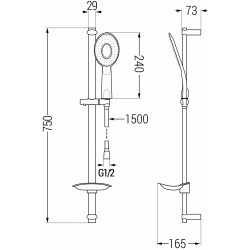 Mexen DB73  set bara de  dus  , chrom - 785734584-02