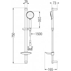 Mexen DB75  set bara de  dus  , chrom - 785754584-00