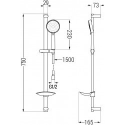 Mexen DB75  set bara de  dus  ,  negru  - 785754584-70