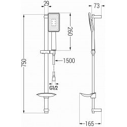 Mexen DB54  set bara de  dus  ,  negru /chrom - 785544584-17