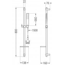 Mexen DQ72  set bara de  dus  ,  negru  - 785724581-70