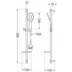 Mexen DQ73  set bara de  dus  ,  negru  - 785734581-70