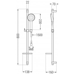 Mexen DQ74  set bara de  dus  ,  negru  - 785744581-70