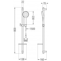 Mexen DQ74  set bara de  dus  ,  negru  - 785744581-70