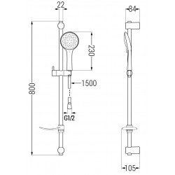 Mexen DF74  set bara de  dus  ,  negru  - 785744582-70