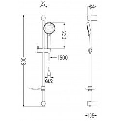 Mexen DF75  set bara de  dus  , chrom - 785754582-00
